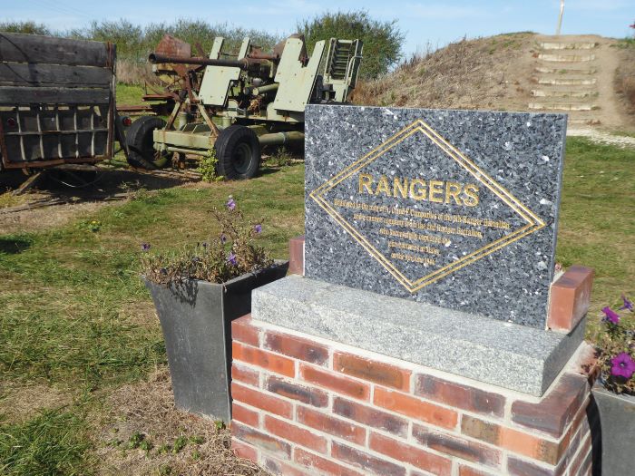 Monument to the US Rangers who captured the gun batteries at Maisy on 9 June 1944