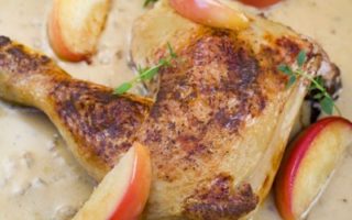 Peasant-Style Chicken with Calvados and Apple Garnish