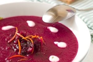 Cream of Beet Soup with Cream Clouds