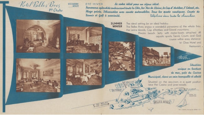 Vintage postcard from the Hôtel Belles Rives