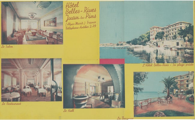 A vintage postcard of the Belles Rives hotel