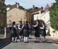bagpipers in the streets of Saint Emilion